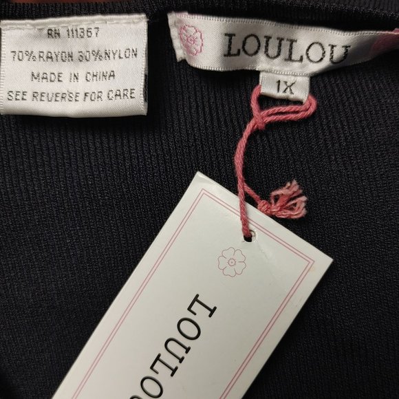 Lou Lou Women's Black Knit Long Sleeve Rose Embroidered Top 1X - Picture 3 of 3